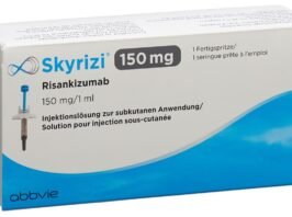Confezione originale Skyrizi 150mg AbbVie penna preriempita - Trattamento psoriasi Farmacia Hope Italia